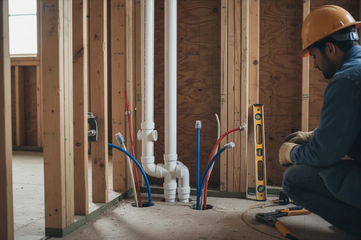 Drain and supply rough-in during Sump Pump Repair in Harper